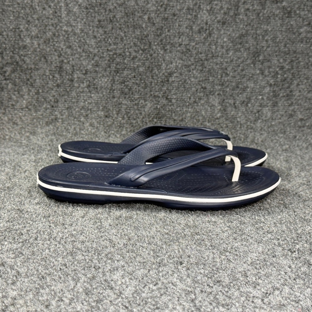 Crocs Crocband Flip Flops Women's 8 Blue White Summer Beach Thong Sandals